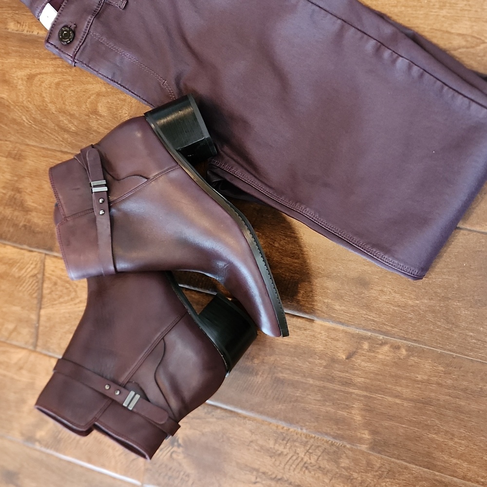 Clarks Leather Aubergine Ankle Boot